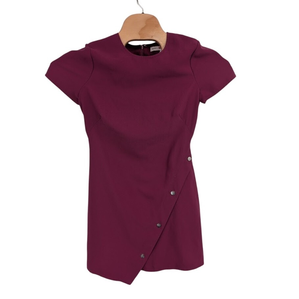 Rebecca Minkoff Women's Barbara Button-detailed‎ crepe mini dress Violet sz 6